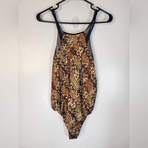 NWOT Free People Nights Out Snake Print Bodysuit  Extra Small - Picture 6 of 6